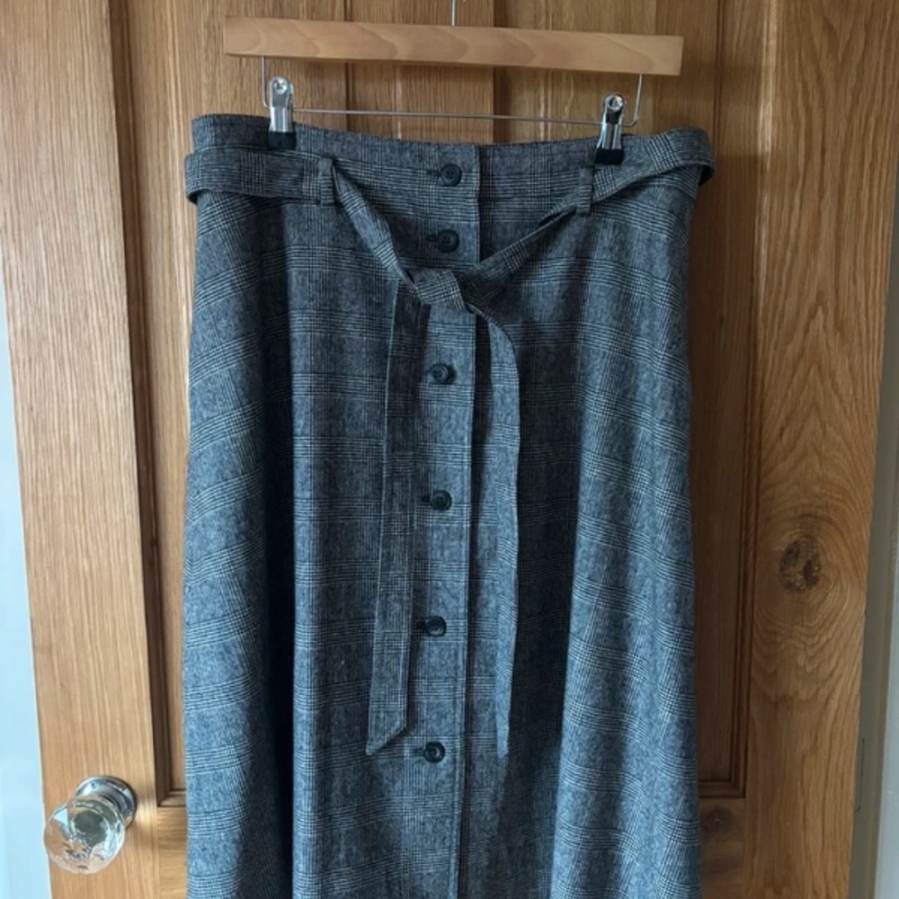 LK Bennett Gray A-Line Skirt with Button and Tie Detail